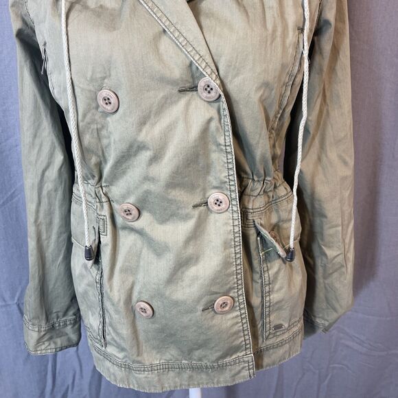 Safari Military Jacket Womens S/M Army Green Full Zip Hooded Normcore - Picture 3 of 12